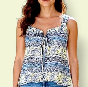 🌅 Mudd Sheer Boho Sleeveless  Tie Front Top